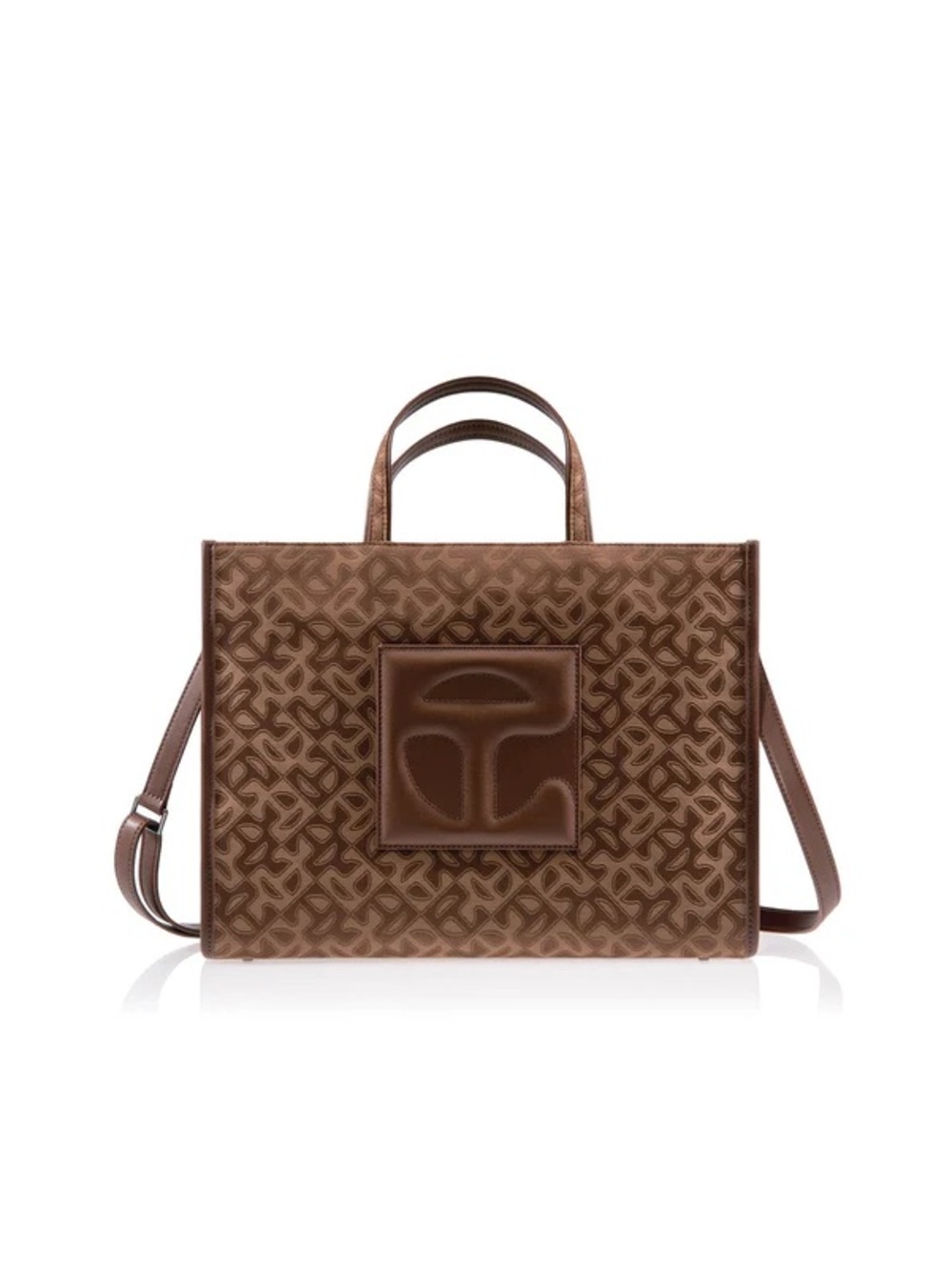 Telfar medium jacquard shopper chocolate monogram